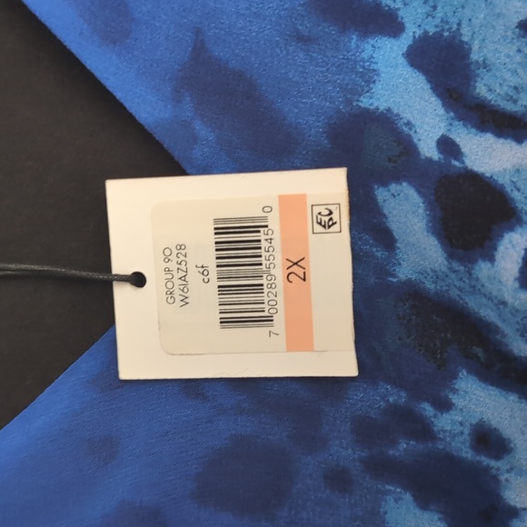 Calvin Klein Women's Ivory Ombré Animal Print V-Neck Long Sleeve Blouse NWT 2X - Picture 5 of 10